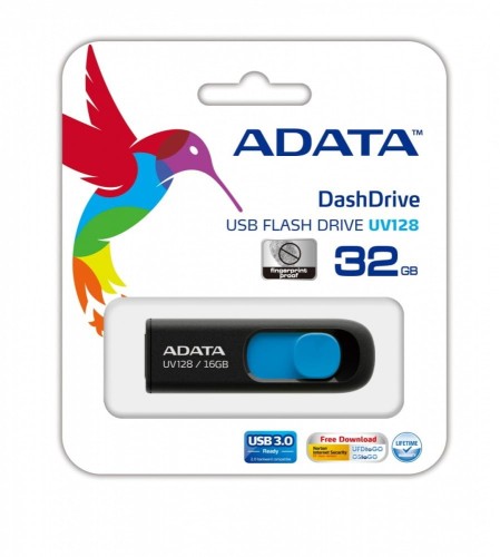 Adata DashDrive UV128 32GB USB3.0 czarno - niebieski 40MB / 25MB