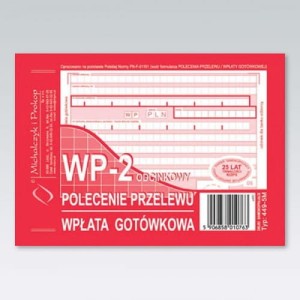 Polecenie przelewu - wpłata gotówkowa - 2-odcinkowe A6 449-5M