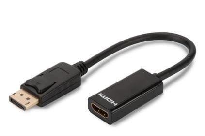 ASSMANN Kabel adapter Displayport 1.1a z zatrzaskiem Typ DP/HDMI A M/Ż czarny 0,15m