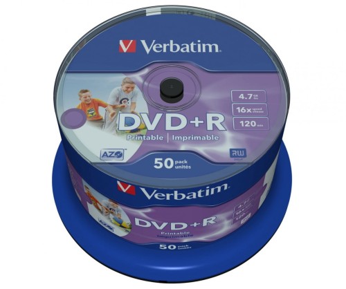 Verbatim DVD+R 16x 4.7GB 50P CB Printable   43512