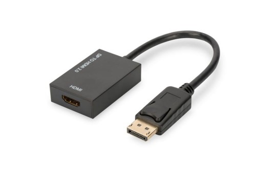 ASSMANN Kabel adapter DisplayPort z zatrzaskiem 1080p 60Hz FHD Typ DP/HDMI A M/Ż czarny 0,2m
