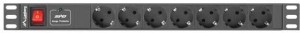 Lanberg Listwa zasilajaca Rack PDU 19"  1U 16A 7X SCHUKO 2m czarna